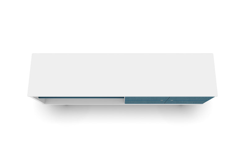 Manhattan Comfort Liberty 62.99\" Mid-Century Modern TV Stand with 3 Shelves & 2 Doors - White & Aqua