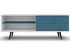 Manhattan Comfort Liberty 62.99\" Mid-Century Modern TV Stand with 3 Shelves & 2 Doors - White & Aqua