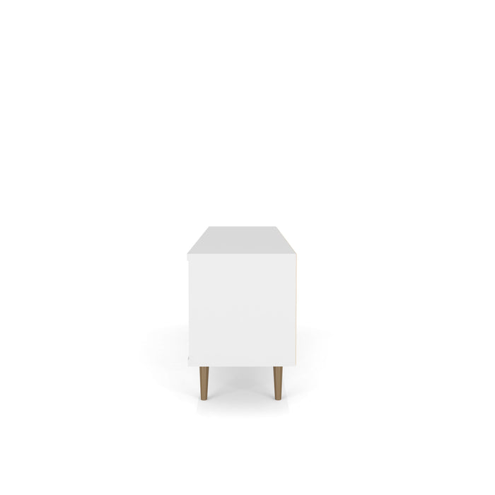 Manhattan Comfort Liberty 62.99\" Mid-Century Modern TV Stand with 3 Shelves & 2 Doors - White