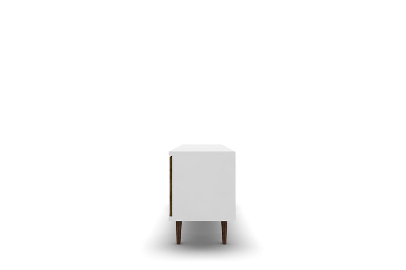 Manhattan Comfort Liberty 62.99\" Mid-Century Modern TV Stand with 3 Shelves & 2 Doors - White & Brown