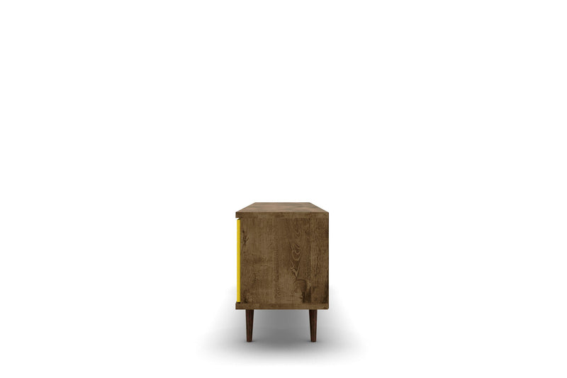 Manhattan Comfort Liberty 62.99\" Mid-Century Modern TV Stand with 3 Shelves & 2 Doors - Rustic Brown