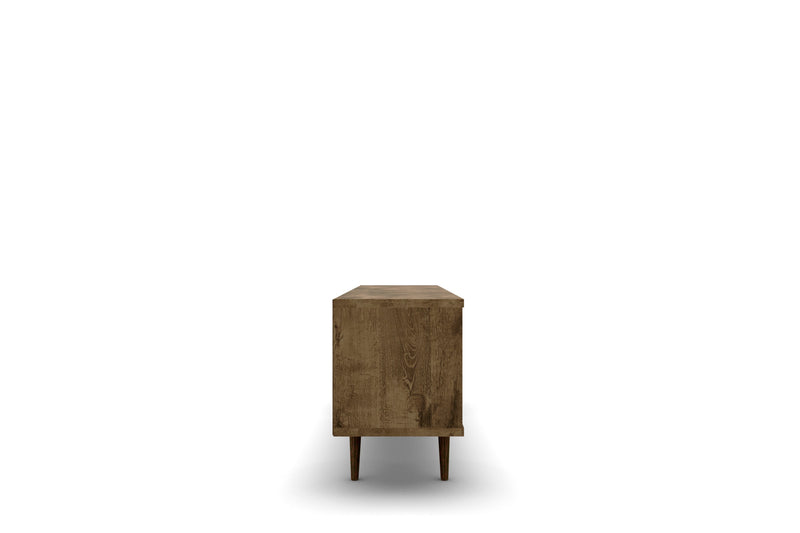 Manhattan Comfort Liberty 62.99\" Mid-Century Modern TV Stand with 3 Shelves & 2 Doors - Rustic Brown