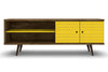 Manhattan Comfort Liberty 62.99\" Mid-Century Modern TV Stand with 3 Shelves & 2 Doors - Rustic Brown
