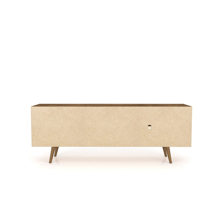 Manhattan Comfort Liberty 62.99\" Mid-Century Modern TV Stand with 3 Shelves & 2 Doors - Brown