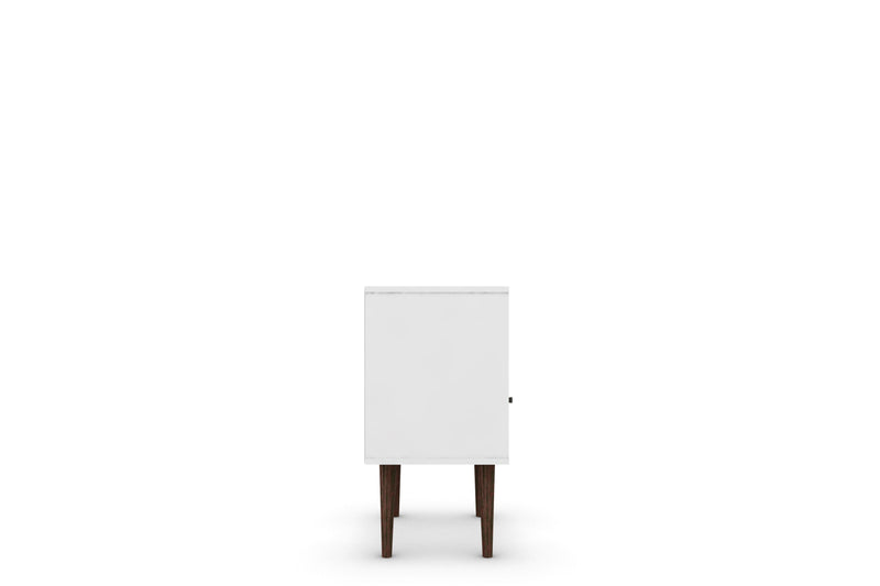 Manhattan Comfort Liberty Mid-Century Modern Nightstand with Cubby Space & Drawer - White & Yellow