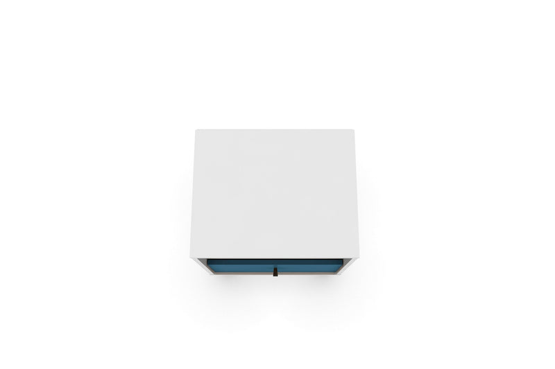 Manhattan Comfort Liberty Mid-Century Modern Nightstand with Cubby Space & Drawer - White & Aqua Blue