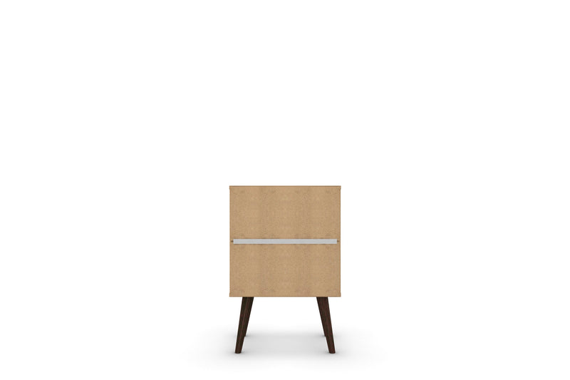 Manhattan Comfort Liberty Mid-Century Modern Nightstand with Cubby Space & Drawer - White & Rustic Brown