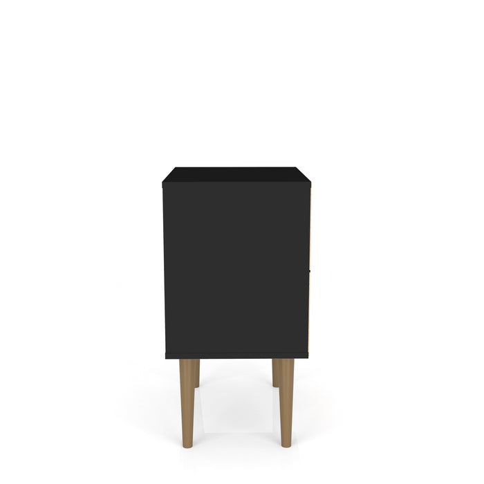 Manhattan Comfort Liberty Mid-Century Modern Nightstand with 1 Cubby Space & Drawer - Black