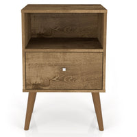 Manhattan Comfort Liberty Mid-Century Modern Nightstand with 1 Cubby Space & Drawer - Rustic Brown
