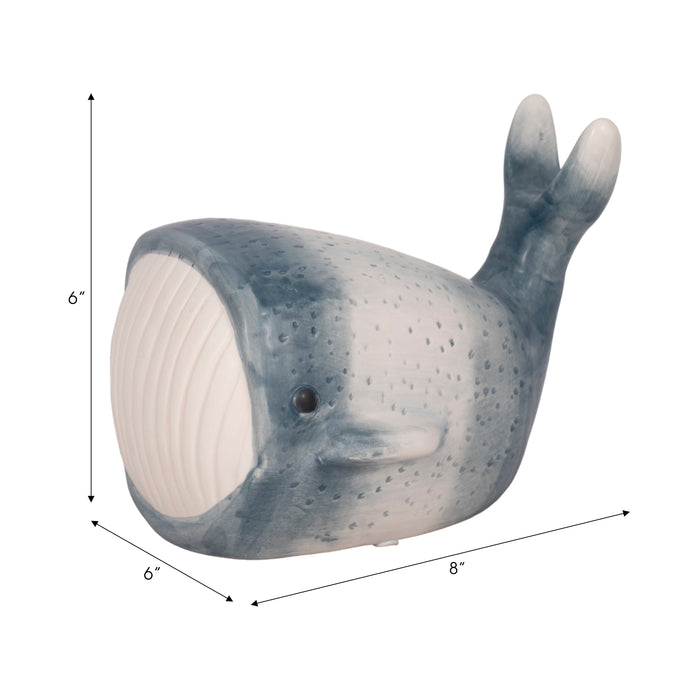 8\" Blue Whale Decor - Blue and White 
