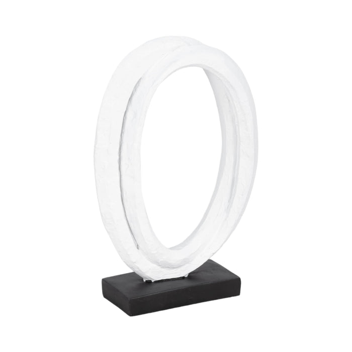 11\" Oval Loops Sculpture with Volcano Texture - Black and White 