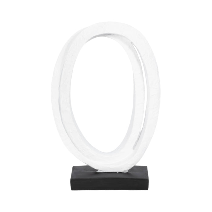 11\" Oval Loops Sculpture with Volcano Texture - Black and White 