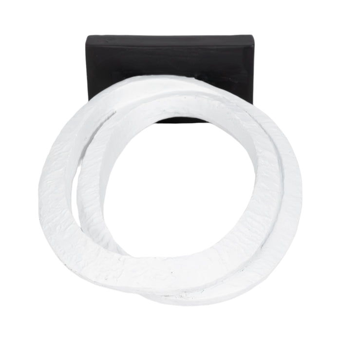 11\" Oval Loops Sculpture with Volcano Texture - Black and White 