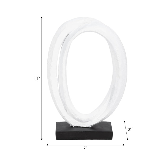 11\" Oval Loops Sculpture with Volcano Texture - Black and White 