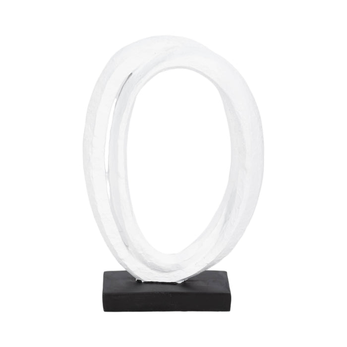 11\" Oval Loops Sculpture with Volcano Texture - Black and White 