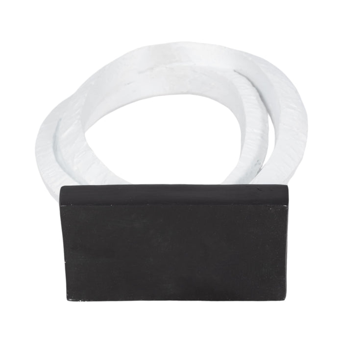 11\" Oval Loops Sculpture with Volcano Texture - Black and White 