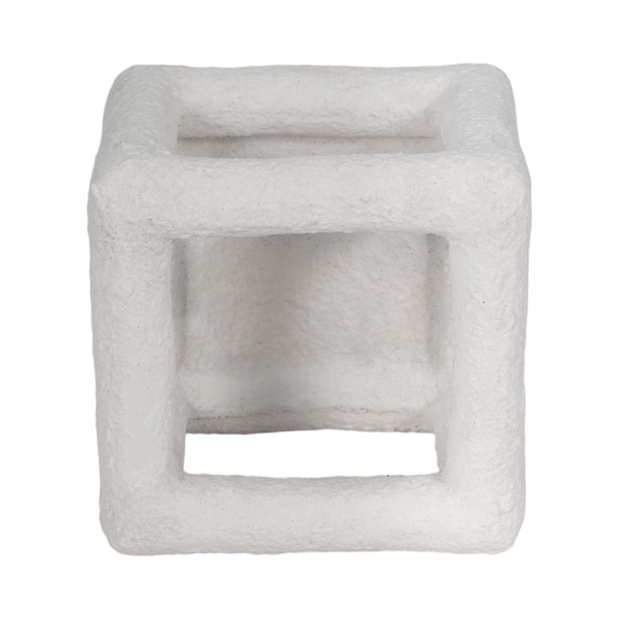 6\" Tectured Open Square Cube - White 