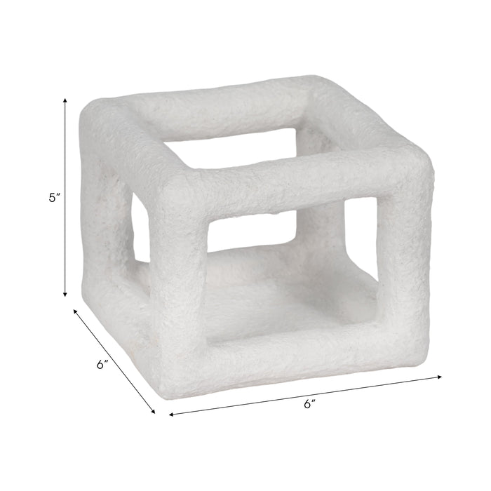 6\" Tectured Open Square Cube - White 