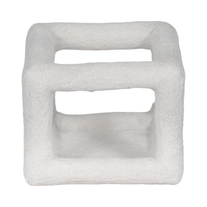 6\" Tectured Open Square Cube - White 