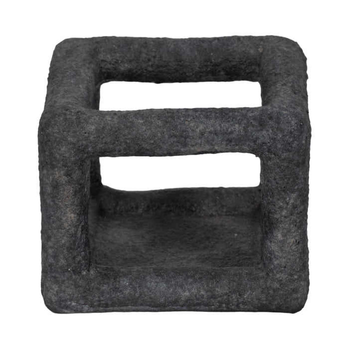 6\" Textured Open Square Cube - Black 