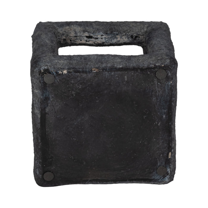 6\" Textured Open Square Cube - Black 