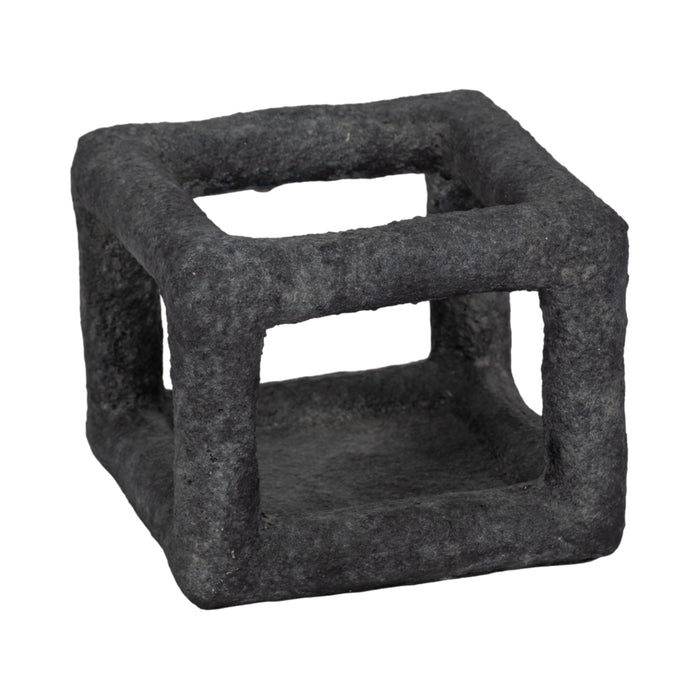 6\" Textured Open Square Cube - Black 
