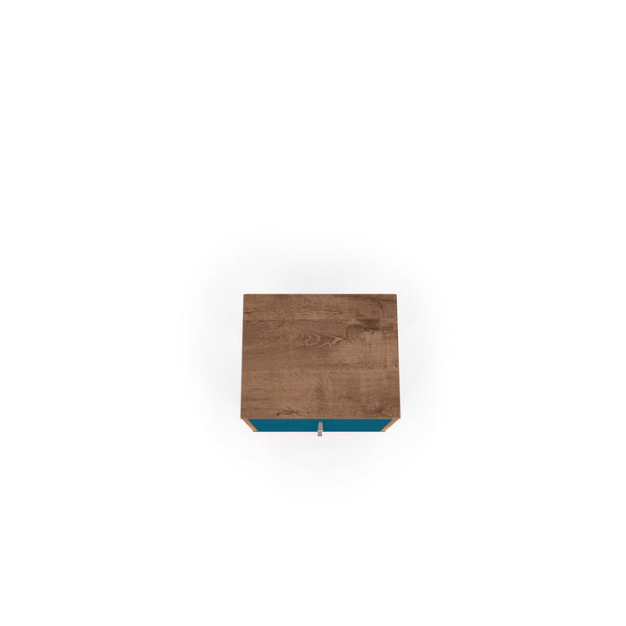 Manhattan Comfort Liberty Mid-Century Modern Nightstand with 2 Full Extension Drawers - Rustic Brown