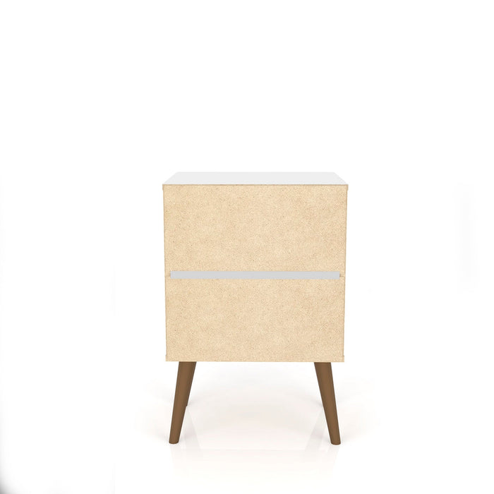Manhattan Comfort Liberty Mid-Century Modern Nightstand with 2 Full Extension Drawers - Rustic Brown