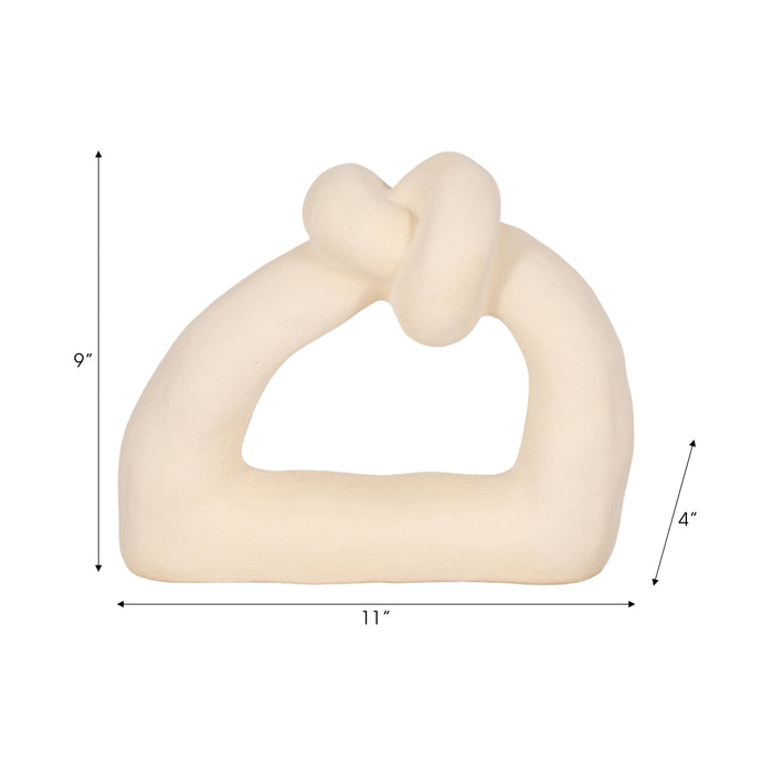 11\" Knot with Open Cut-Out Sand Glaze - Ivory 