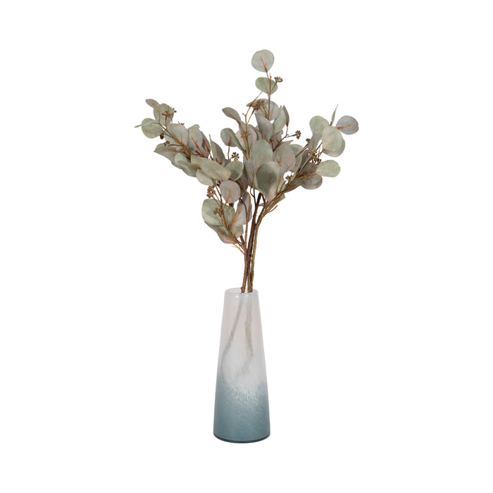 Glass 11\" Light Blue Waters Vase - Blue and White