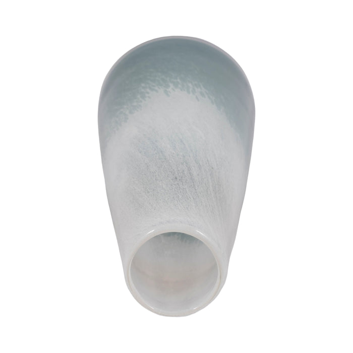 Glass 11\" Light Blue Waters Vase - Blue and White