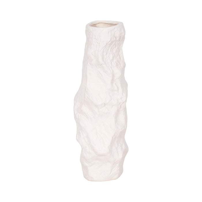 Ceramic 17\" Jagged Textured Vase - White