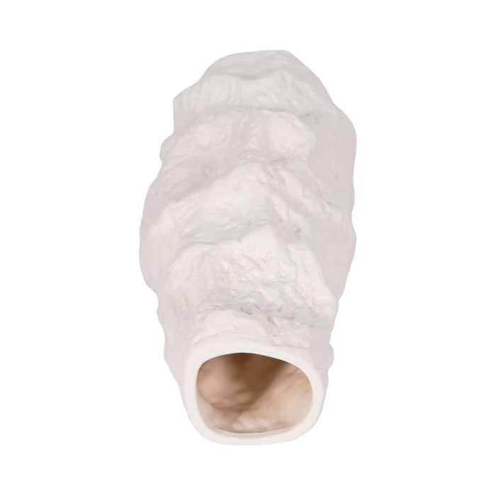 Ceramic 17\" Jagged Textured Vase - White