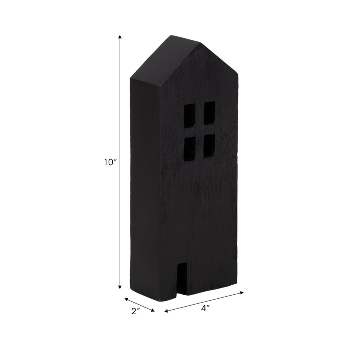Wood 10\" House Tabletop Decor - Black