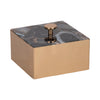 Metal 6\" Trinket Box with Agate Lid - Gold and Black