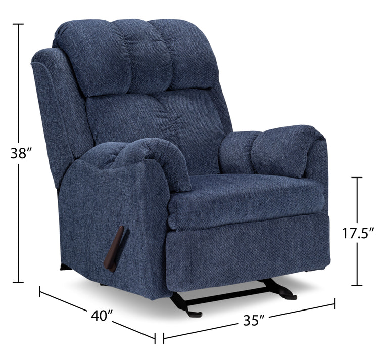 Navy Chenille Rocker Recliner