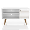 Manhattan Comfort Liberty 42.52\" Mid-Century Modern TV Stand with 2 Shelves & 1 Door - White & Yellow