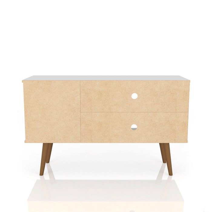 Manhattan Comfort Liberty 42.52\" Mid-Century Modern TV Stand with 2 Shelves & 1 Door - White & Yellow