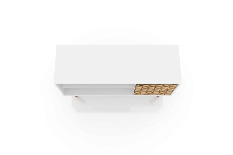 Manhattan Comfort Liberty 42.52\" Mid-Century Modern TV Stand with 2 Shelves & 1 Door - White