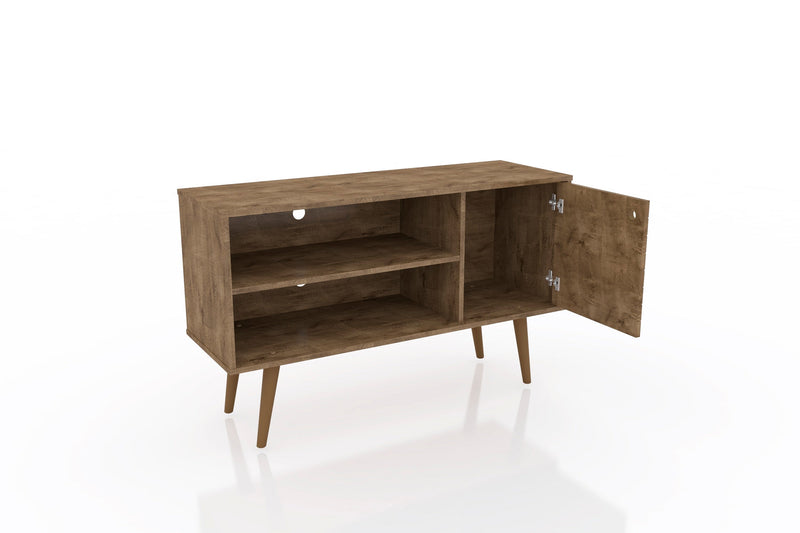 Manhattan Comfort Liberty 42.52\" Mid-Century Modern TV Stand with 2 Shelves & 1 Door - Rustic Brown 