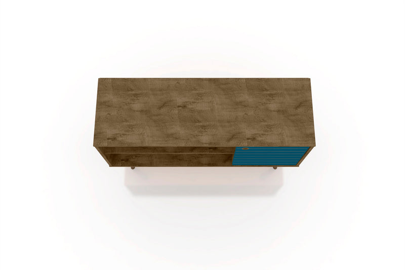 Manhattan Comfort Liberty 42.52\" Mid-Century Modern TV Stand with 2 Shelves & 1 Door - Rustic Brown