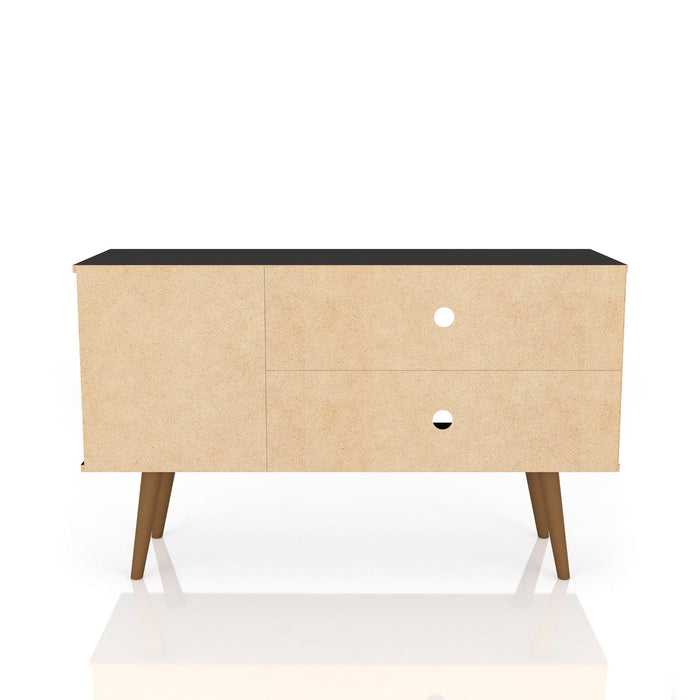 Manhattan Comfort Liberty 42.52\" Mid-Century Modern TV Stand with 2 Shelves & 1 Door - Rustic Brown