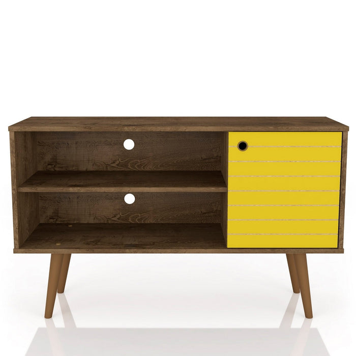 Manhattan Comfort Liberty 42.52\" Mid-Century Modern TV Stand with 2 Shelves & 1 Door - Rustic Brown 