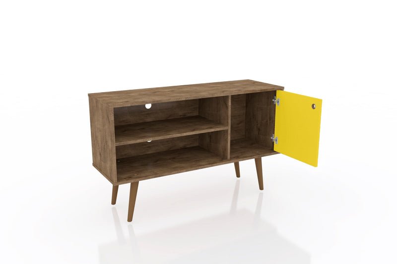 Manhattan Comfort Liberty 42.52\" Mid-Century Modern TV Stand with 2 Shelves & 1 Door - Rustic Brown 