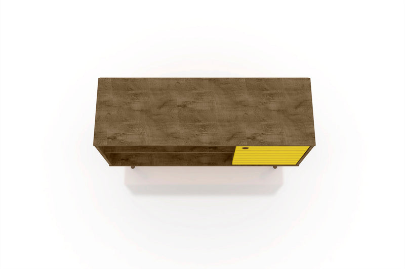 Manhattan Comfort Liberty 42.52\" Mid-Century Modern TV Stand with 2 Shelves & 1 Door - Rustic Brown 