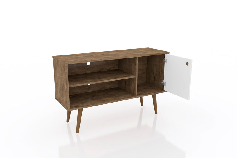 Manhattan Comfort Liberty 42.52\" Mid-Century Modern TV Stand with 2 Shelves & 1 Door - Rustic Brown 
