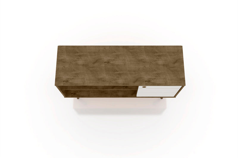 Manhattan Comfort Liberty 42.52\" Mid-Century Modern TV Stand with 2 Shelves & 1 Door - Rustic Brown 