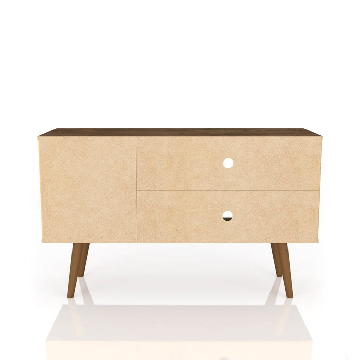 Manhattan Comfort Liberty 42.52\" Mid-Century Modern TV Stand with 2 Shelves & 1 Door - Rustic Brown 