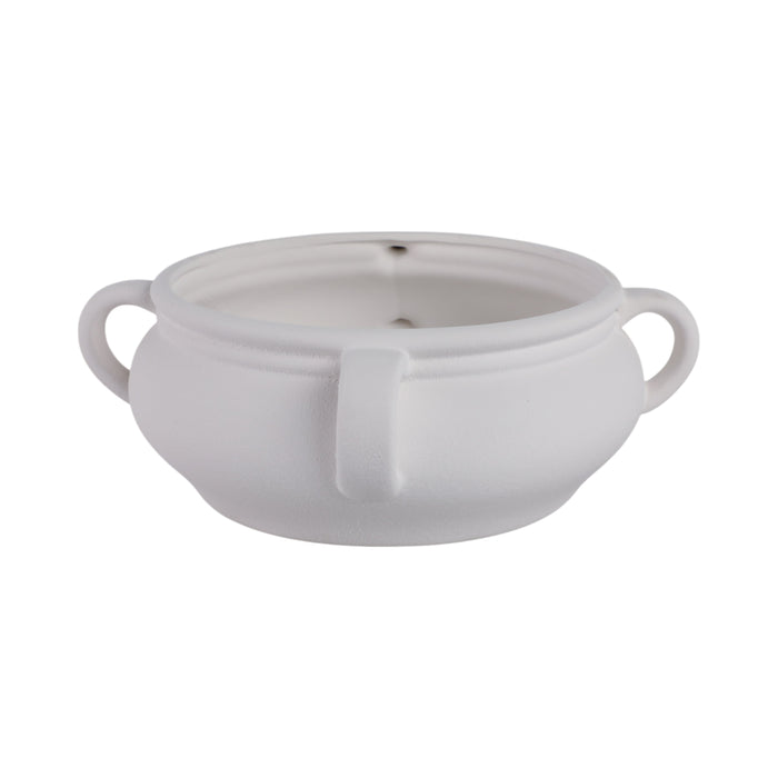12\" Textured Bowl with Handles - White 