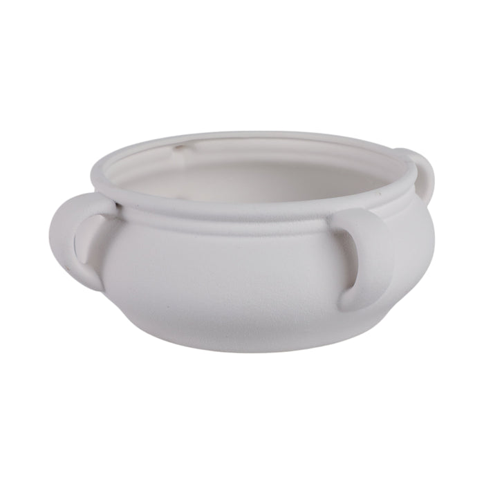 12\" Textured Bowl with Handles - White 